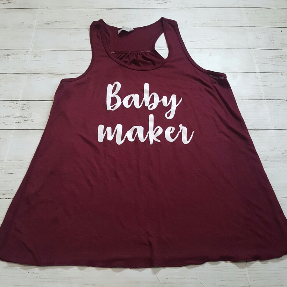 Graphic tank top racerback "baby maker" burgundy